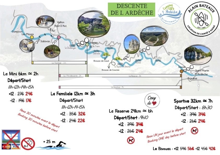 Location de canoës descente de l’Ardèche